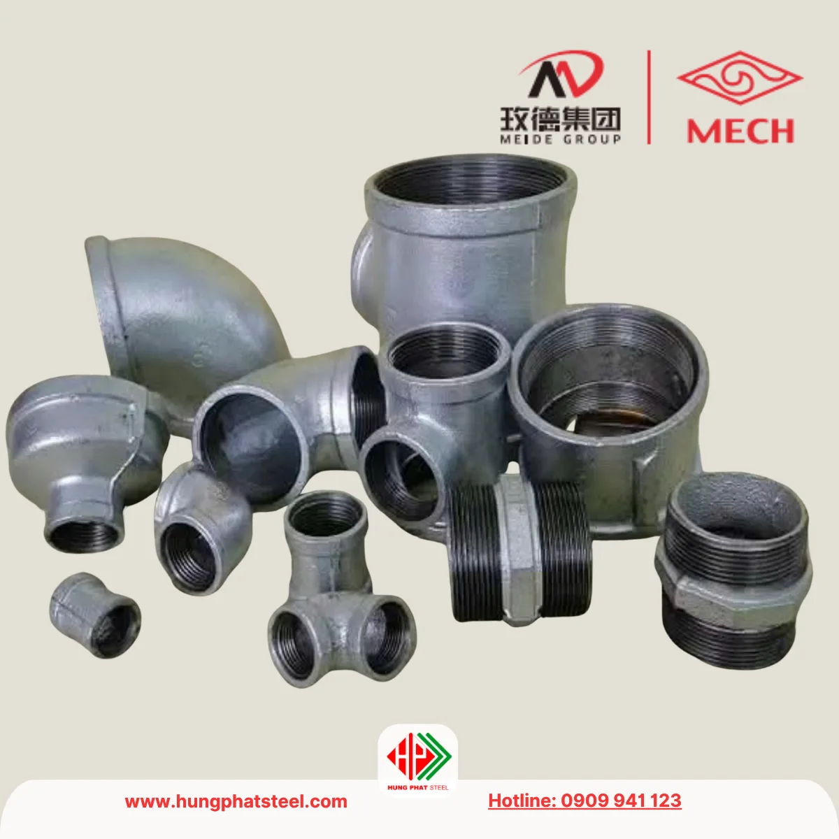 Các sản phẩm thuộc danh mục phụ kiện ren mạ kẽm của MECH