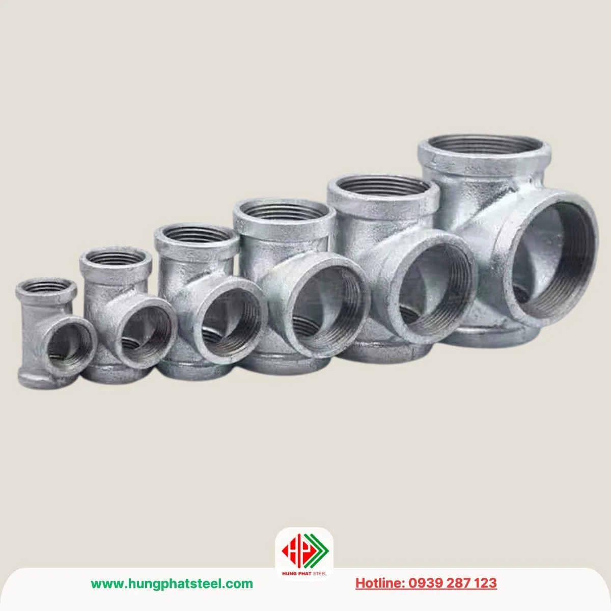 Tê Ren Mạ Kẽm (3 đầu ren DN15-DN100)