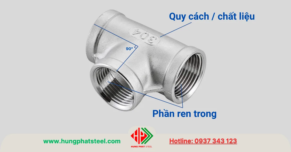 Tê Ren INOX 304, 316, 201 (3 đầu ren)