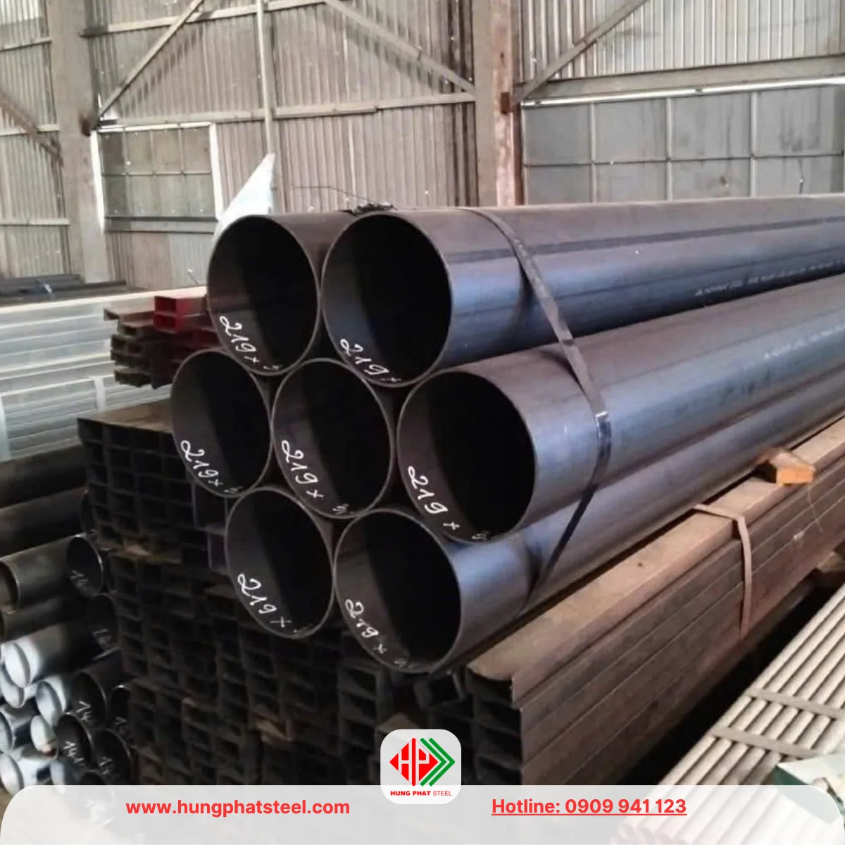 Ống thép hàn đen phi 219 x 3.96mm