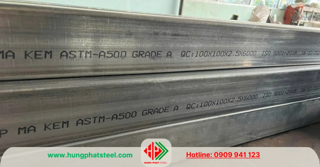 Thép hộp 100x100 (hộp vuông mạ kẽm Hòa Phát)