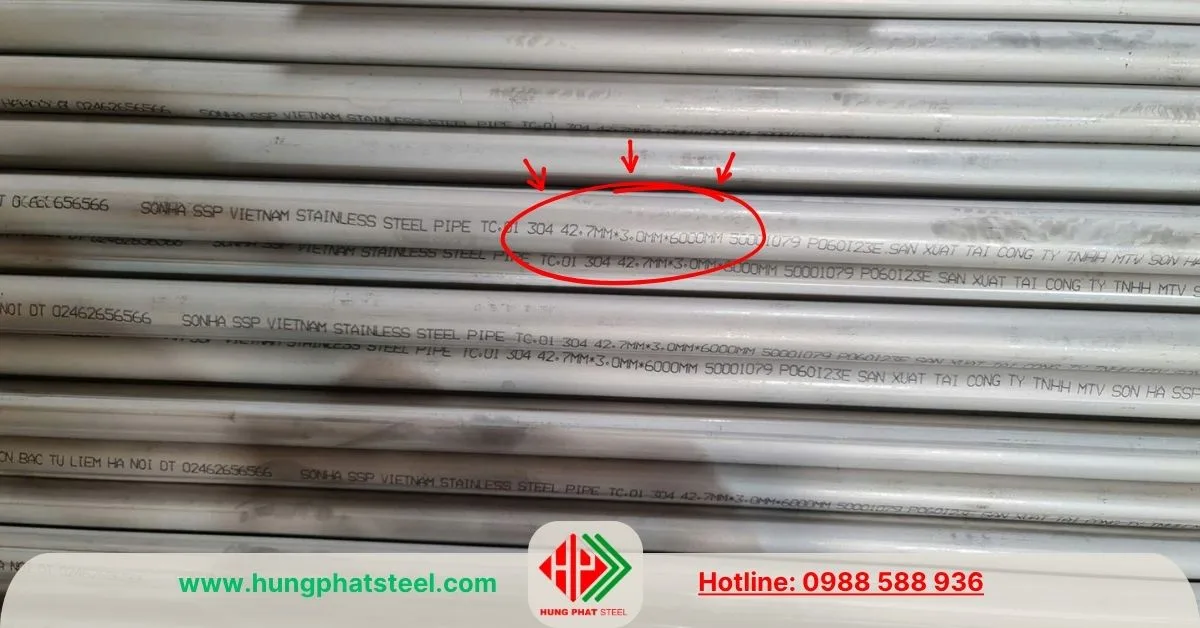 Ống inox 304 công nghiệp phi 42