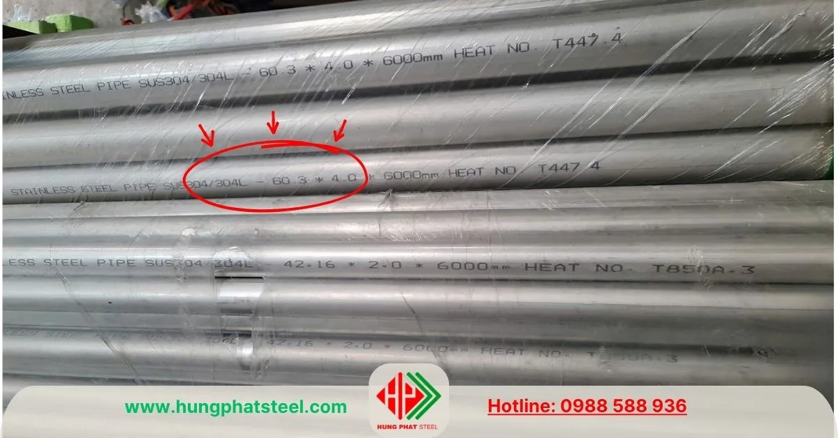 Ống inox 304 phi 60 (OD60.3mm) - ống hàn công nghiệp