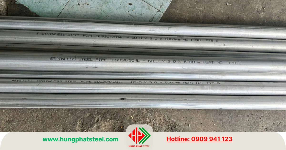 Ống inox 304 phi 60 (OD60.3mm) - ống hàn công nghiệp