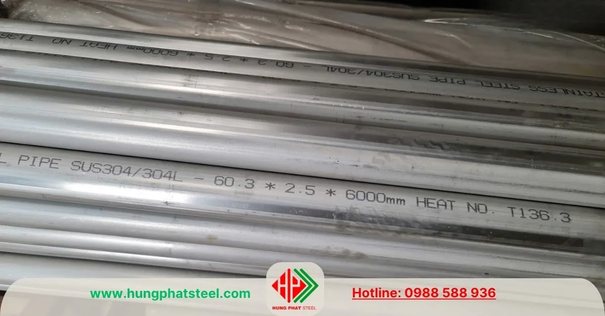 Ống inox 304 phi 60 (OD60.3mm) - ống hàn công nghiệp