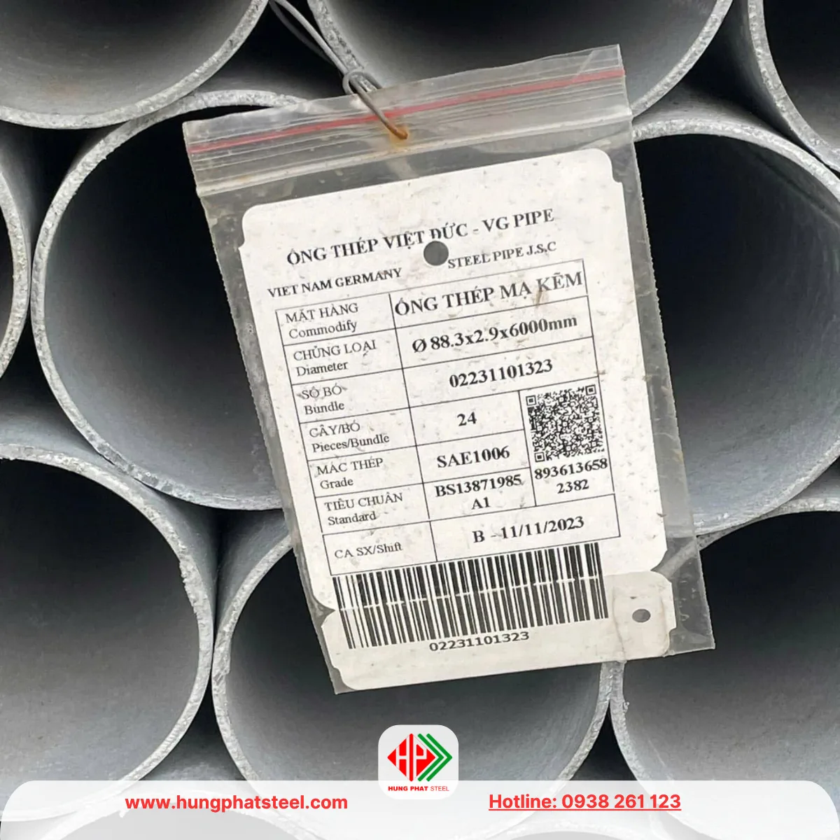 Ống thép mạ kẽm phi 90 (Od88.3mm) hàng Việt Đức