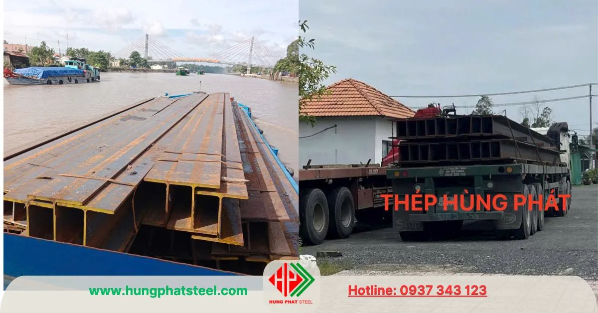 Quá trình vận chuyển thép hình H400 tới công trình