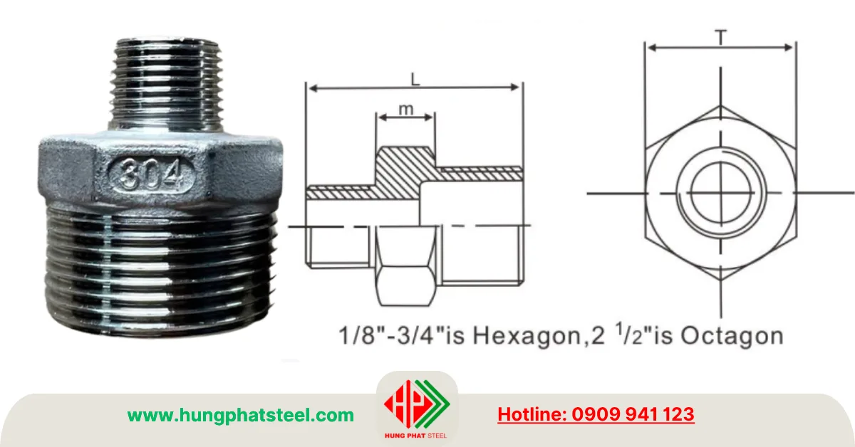 Quy cách kép inox giảm (thu)