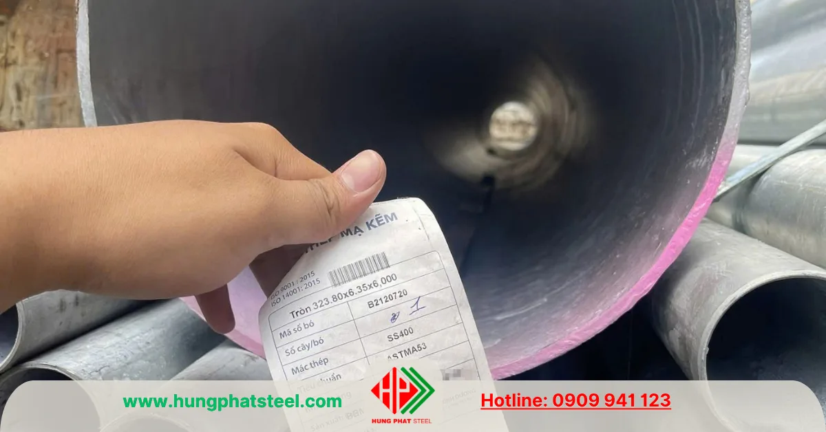 Ống thép mạ kẽm phi 323.8 Hòa Phát