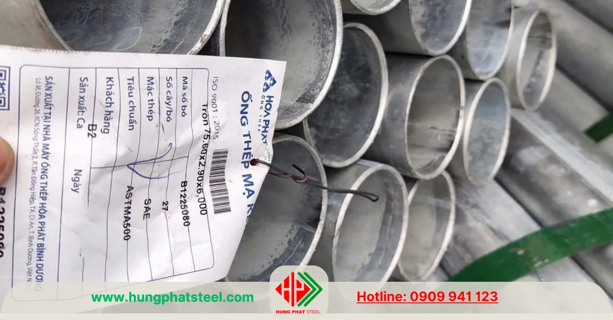 Ống thép mạ kẽm phi 75.6mm hàng Hòa Phát