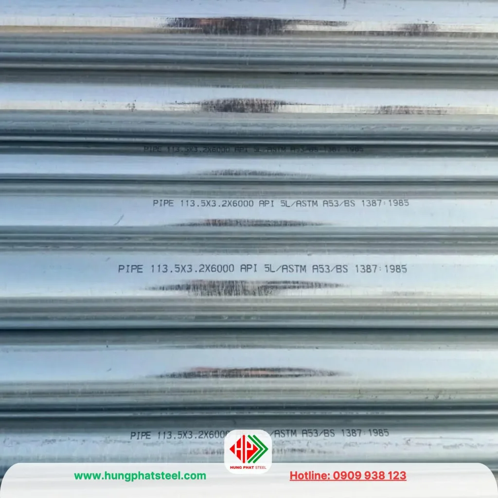 ống thép mạ kẽm phi 114 (DN100)