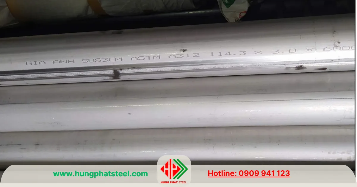 Ống inox phi 114 (OD 114.3 x 3mm) - ống hàn công nghiệp