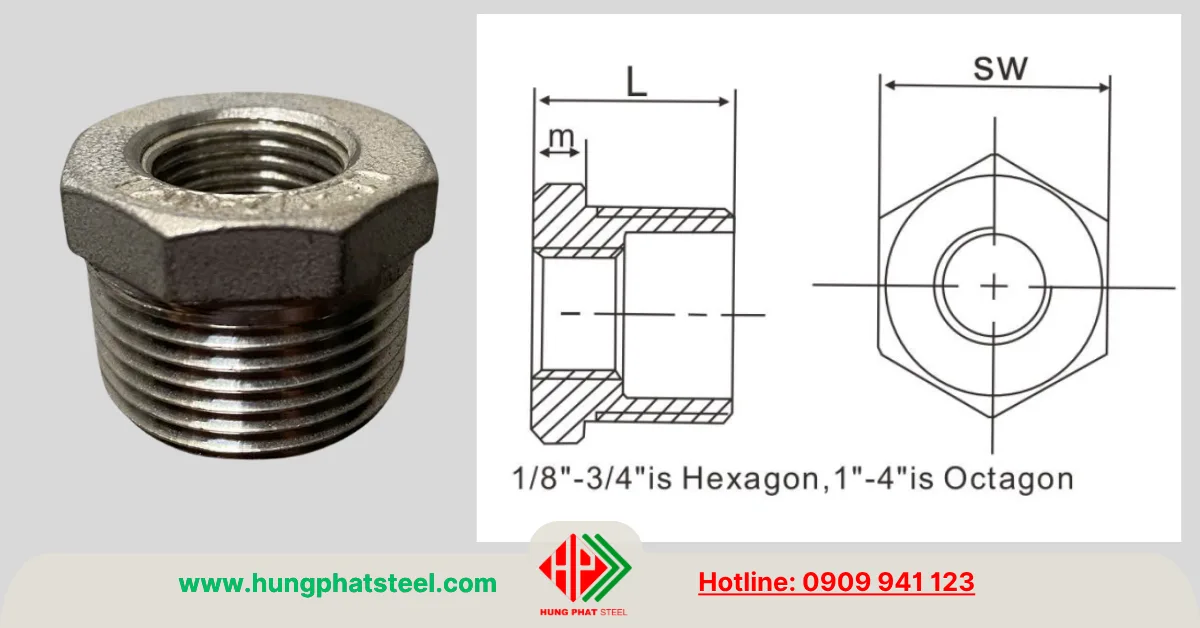 Quy cách cà rá inox (lơ thu, bushing)