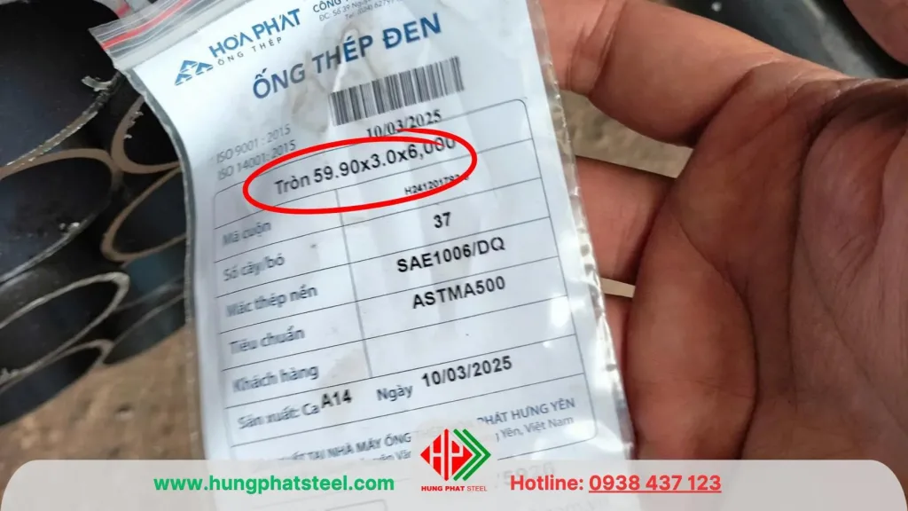 Ống thép đen phi 60 (59.9mm)