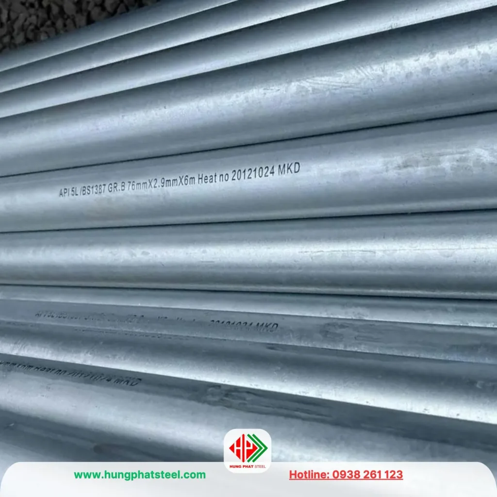 Ống thép mạ kẽm phi 76 DN65