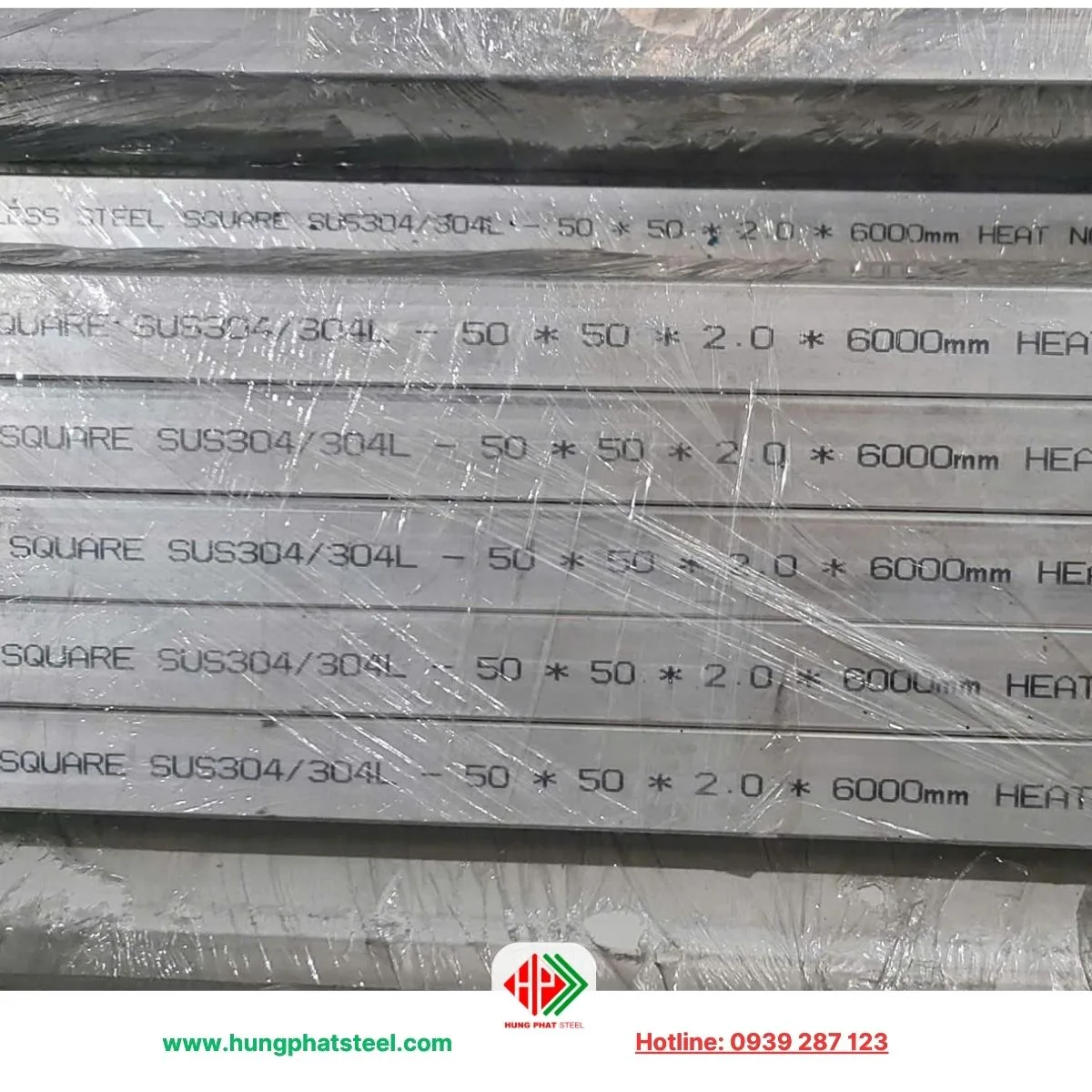 INOX hộp 50x50x2.0mm Dài 6m inox 304 (hộp công nghiệp)