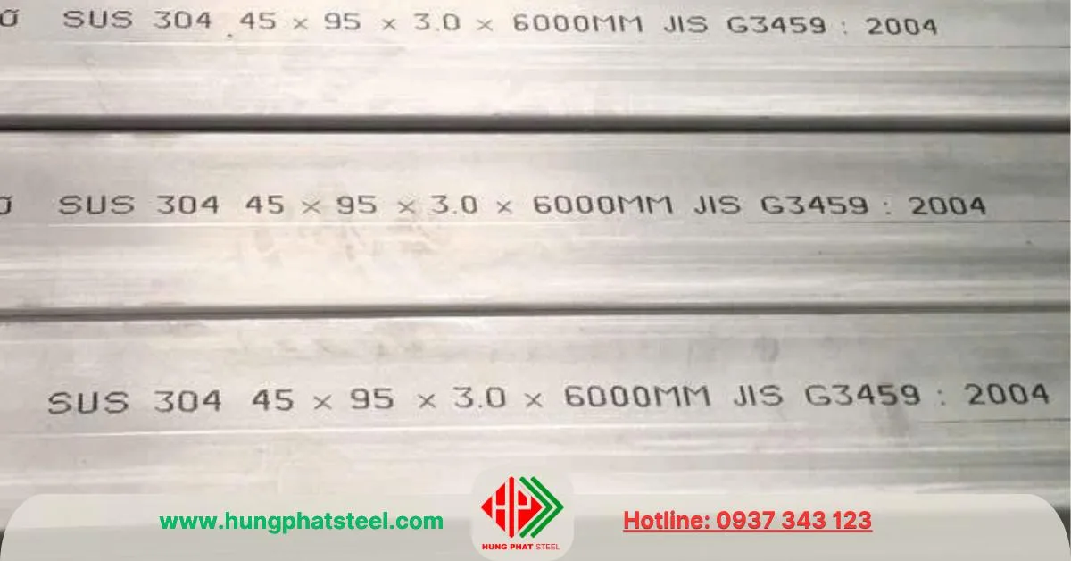 Hộp inox 45x95 SUS304 dài 6m