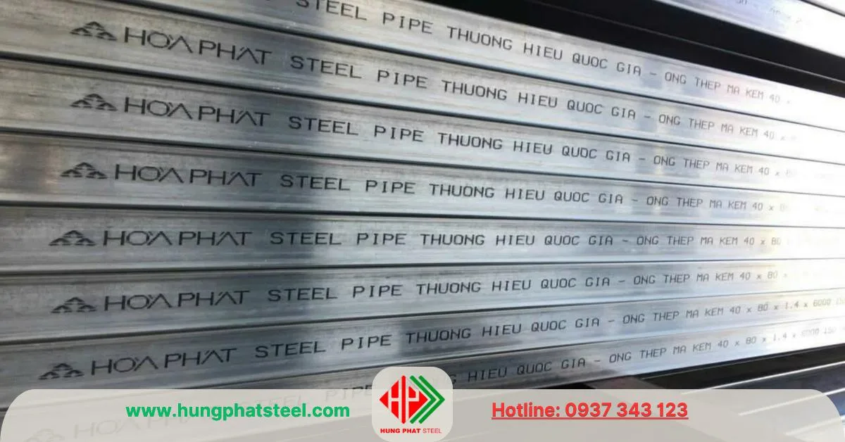 Logo Hòa Phát chính hãng trên ống hộp mạ kẽm