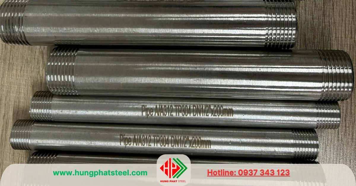 Ống 2 đầu ren SUS304 dài 2 tấc