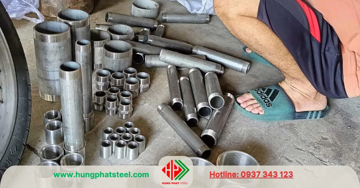 Ống inox 2 đầu ren 1 tấc 2 tấc