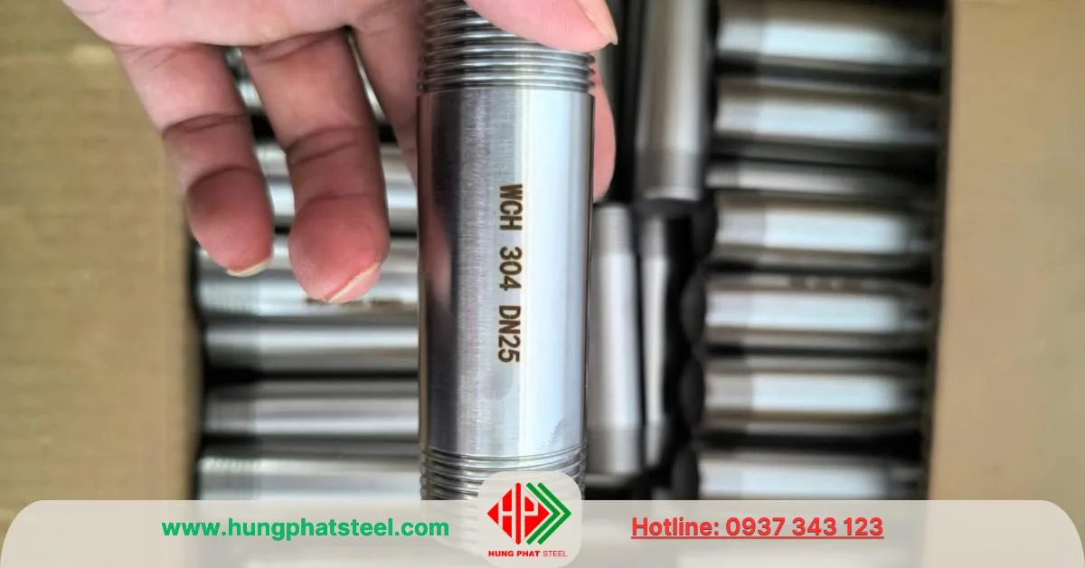 Ống inox 2 đầu ren 1 tấc 2 tấc