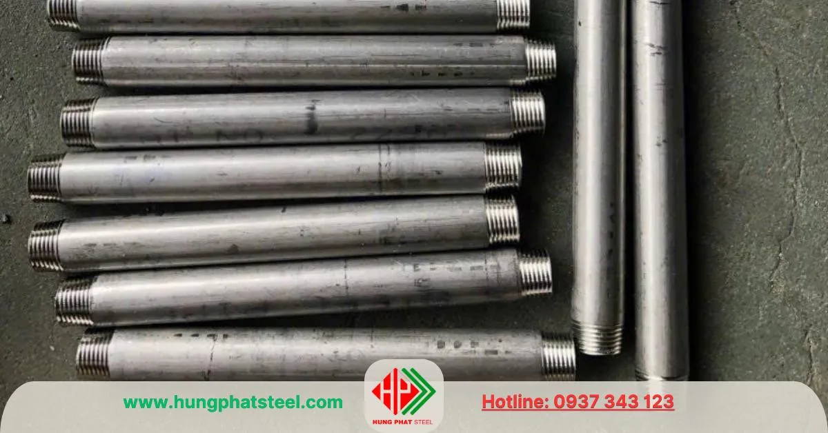 Ống inox 2 đầu ren dài 3 tấc (300mm)