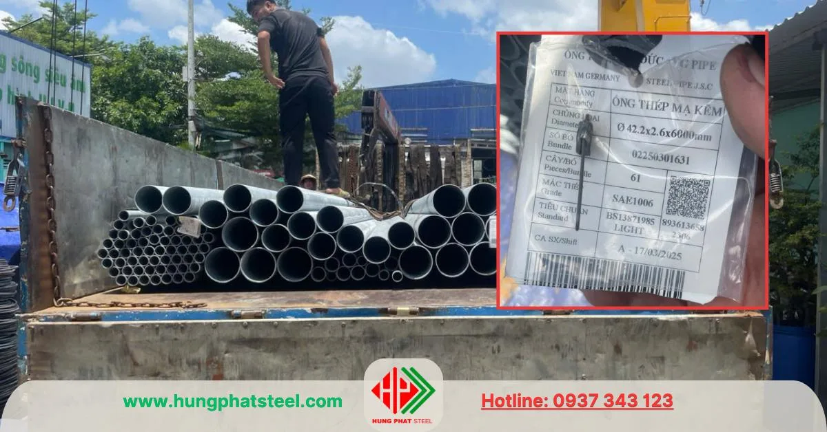 Ống thép mạ kẽm Việt Đức phi 42