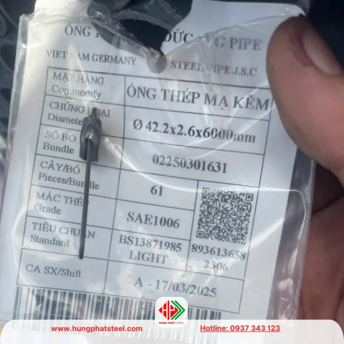 Ống thép mạ kẽm việt đức