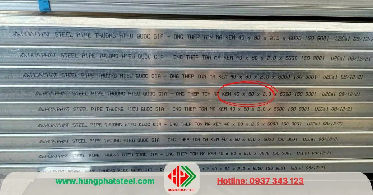 Sắt hộp mạ kẽm 40x80