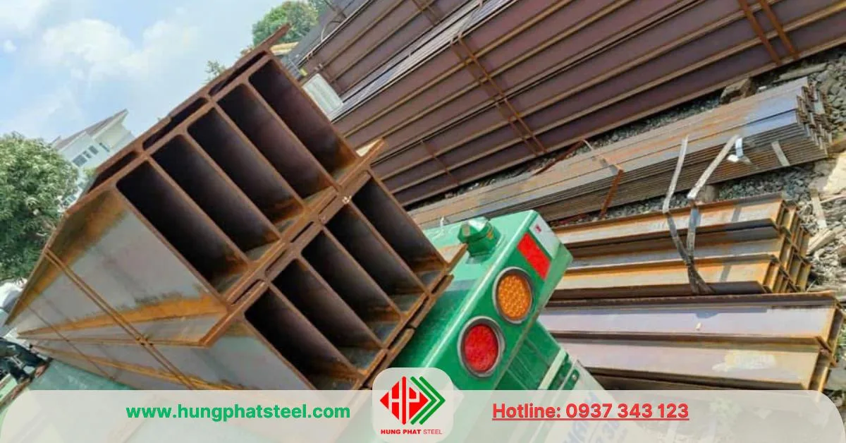 Thép I496 được vận chuyển tận công trình bằng xe chuyên dụng