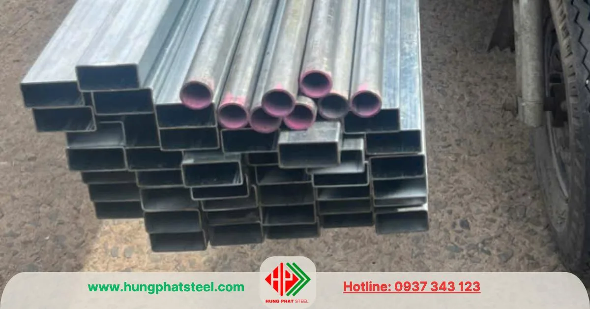 Thép hộp mạ kẽm 25x50