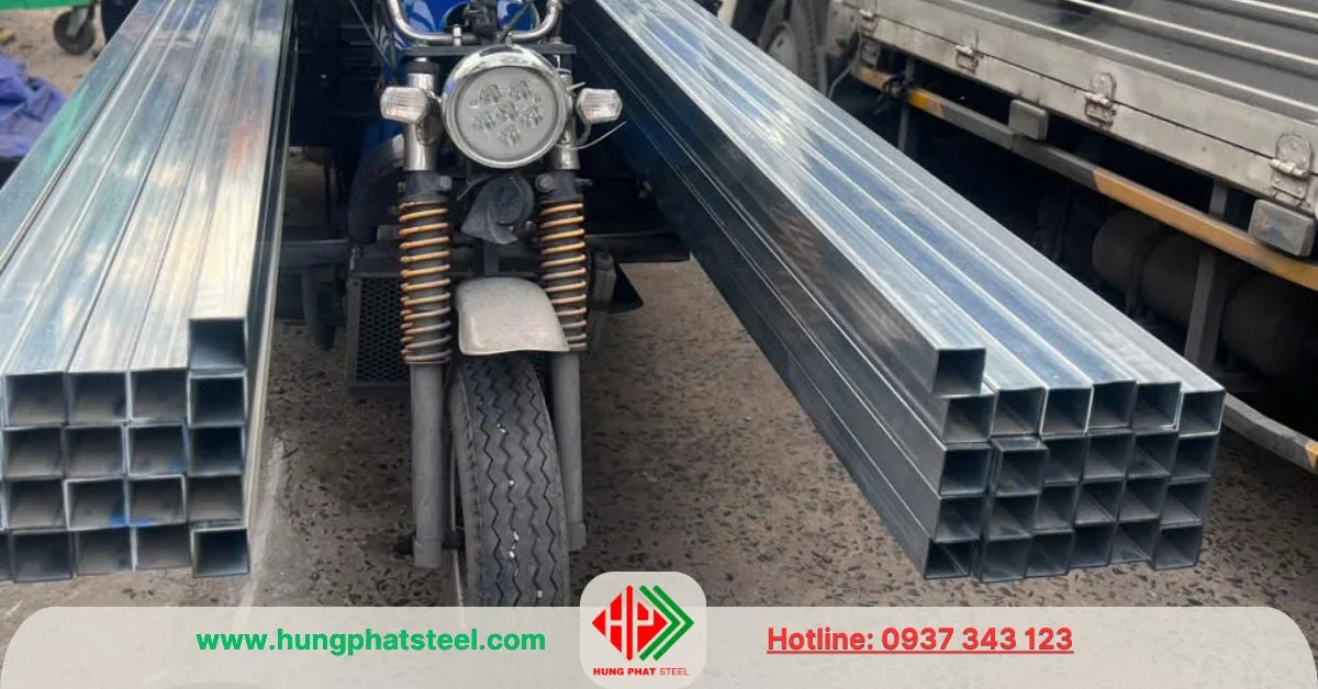 Thép hộp mạ kẽm 50x50 xuất kho Thép Hùng Phát