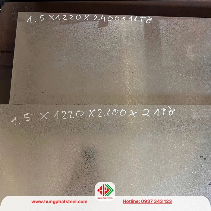 Thép tấm 1.5ly mạ kẽm (tôn kẽm 1.5mm)