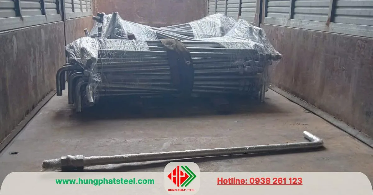 Gia công bulong neo móng mạ kẽm nhúng nóng tại Thép Hùng Phát