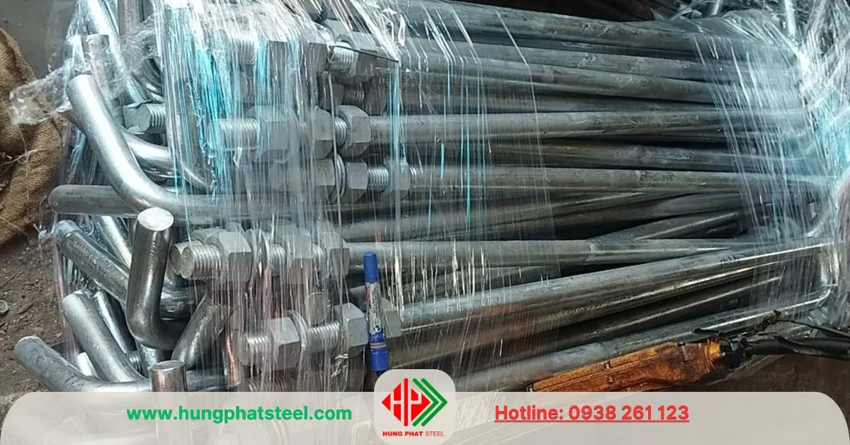 Gia công bulong neo móng mạ kẽm nhúng nóng tại Thép Hùng Phát