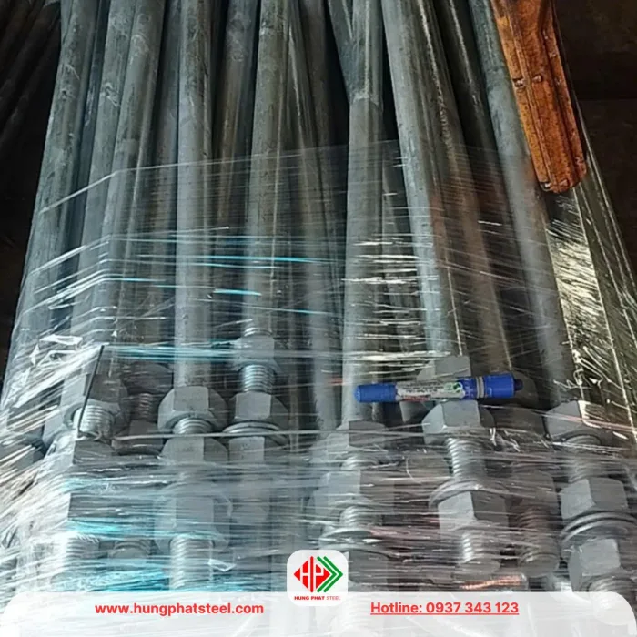 Gia công bulong neo móng mạ kẽm nhúng nóng tại Thép Hùng Phát