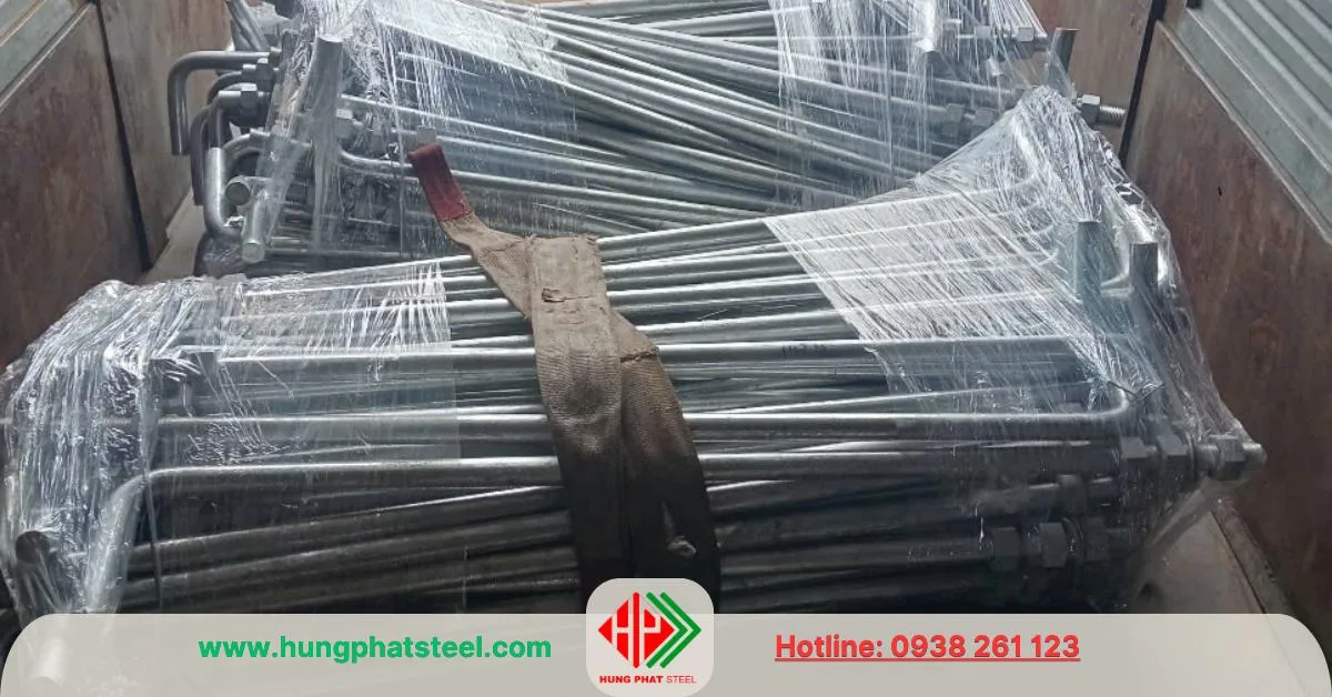 Gia công bulong neo móng mạ kẽm nhúng nóng tại Thép Hùng Phát