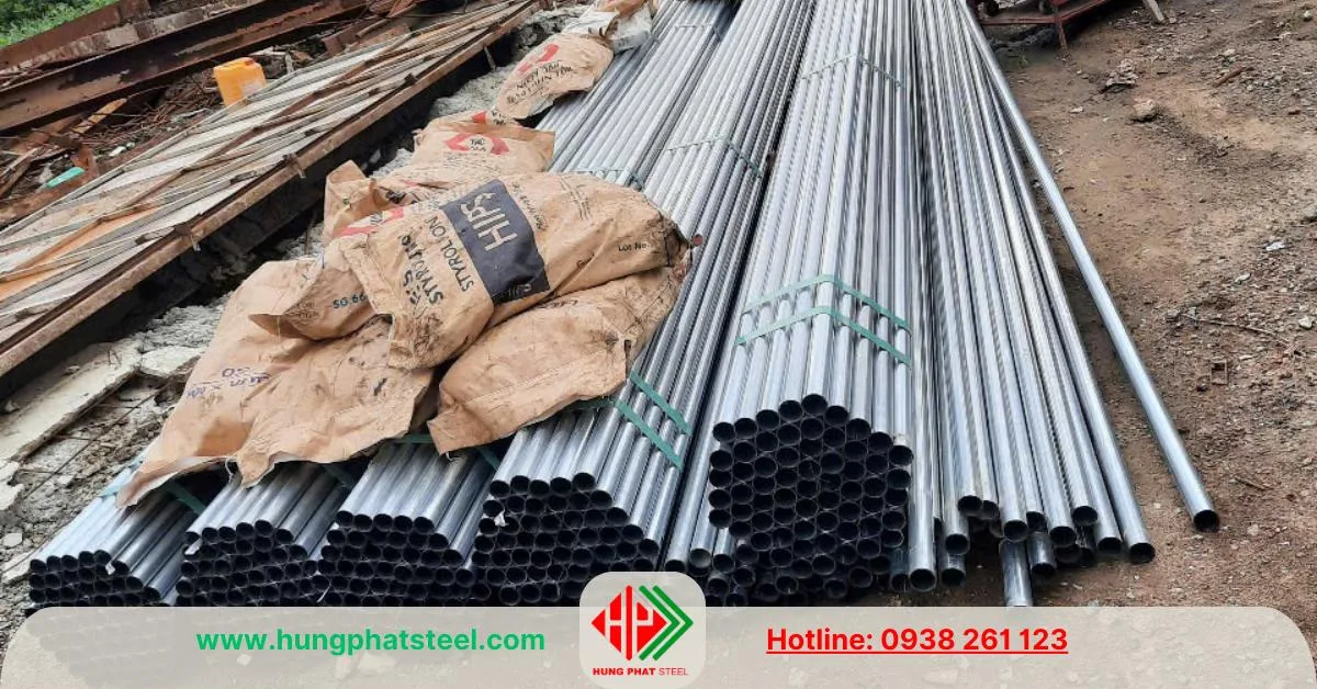 Ống thép mạ kẽm phi 42 tại công trình