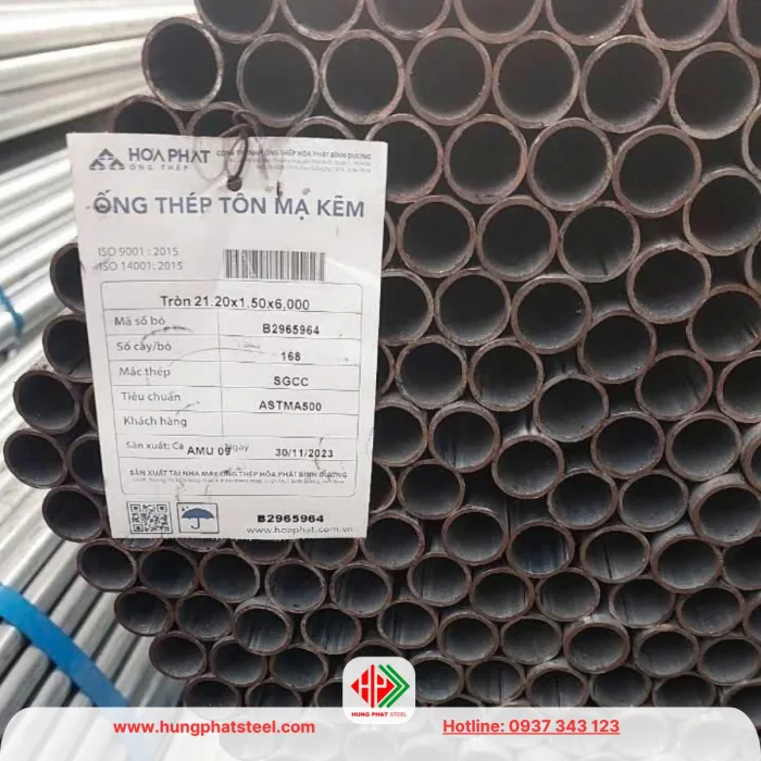 Ống thép tôn mạ kẽm phi 21