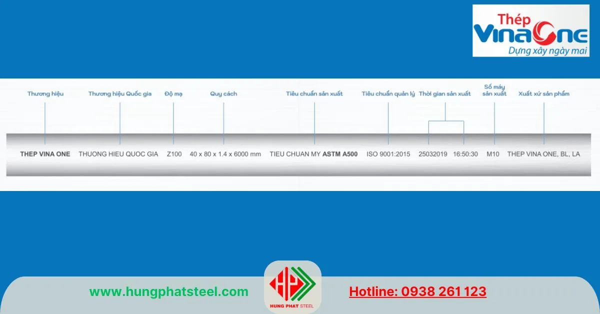 Quy cách trên thân ống