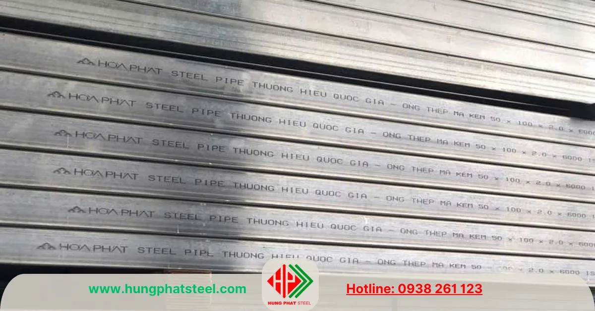 Thân thép hộp mạ kẽm chữ nhật Hòa Phát chính hãng