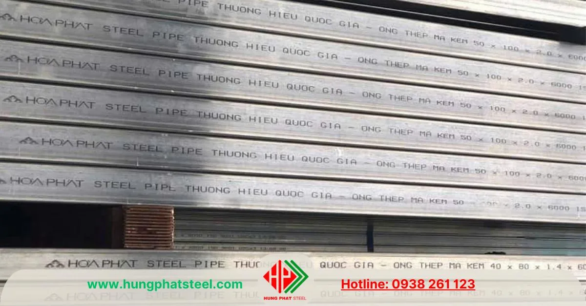 Thép hộp mạ kẽm 50x100 Hòa Phát 