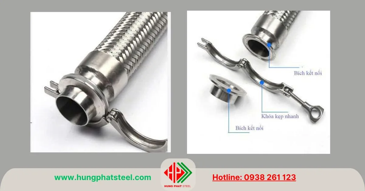 Khớp nối mềm inox đầu nối nhanh