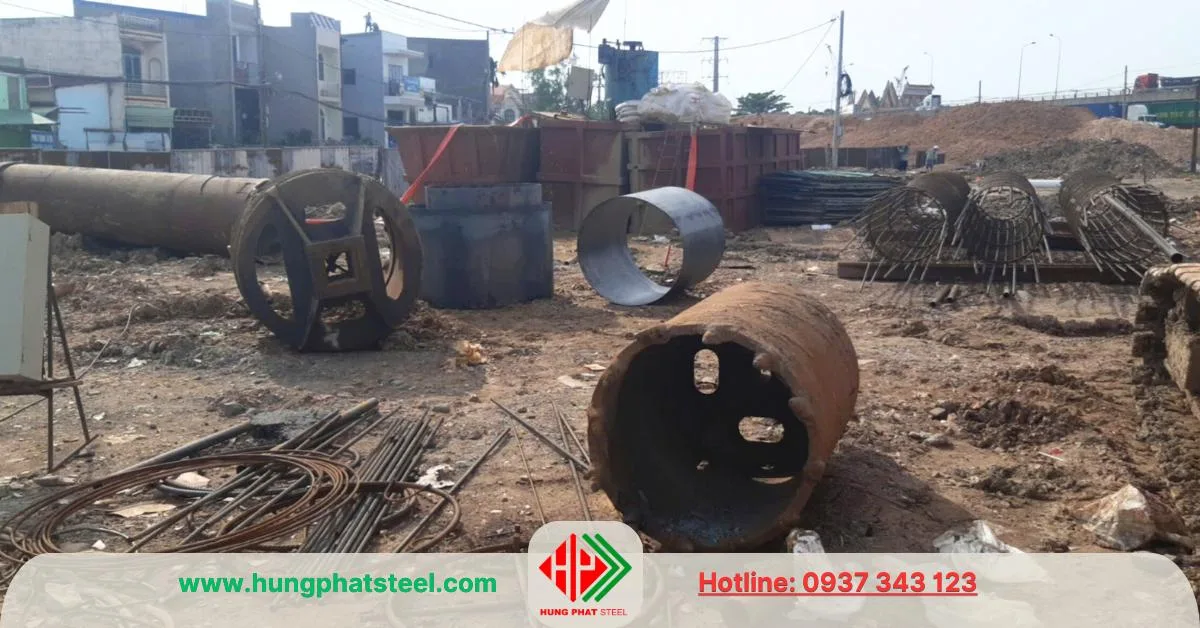 Lốc ống tròn làm vách casing cọc khoan nhồi