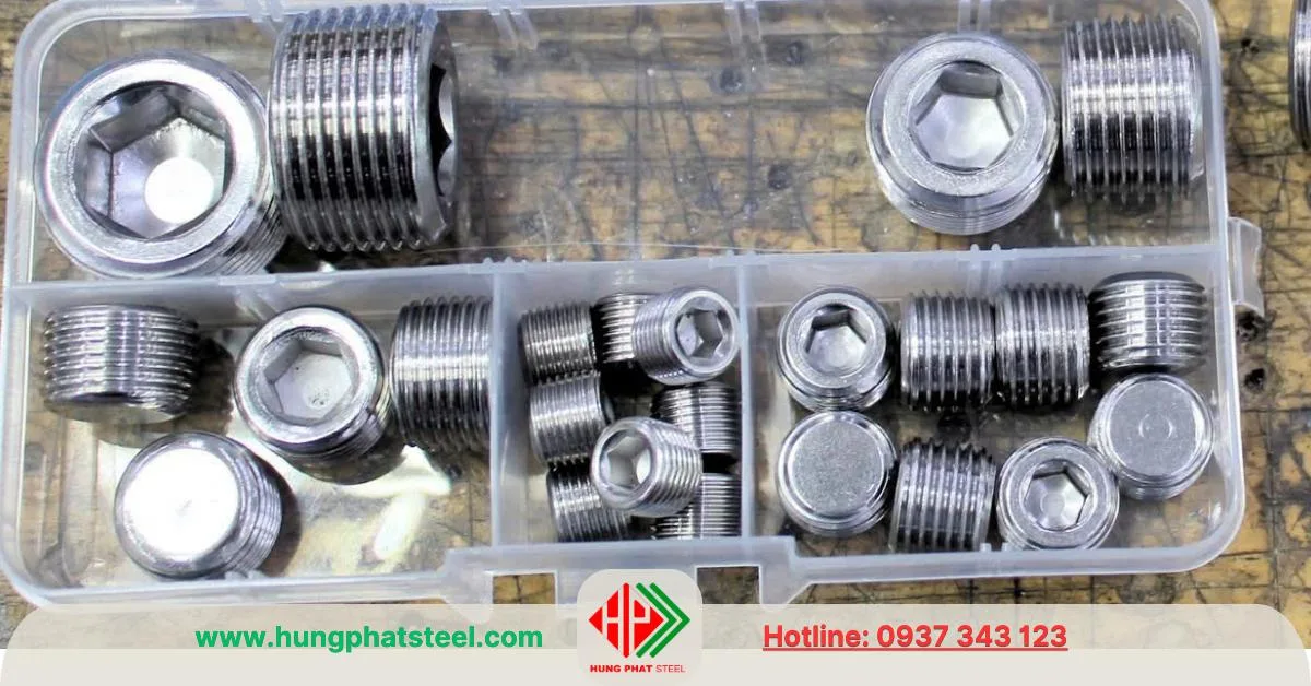 Nút bịt inox ren đầu lục giác chìm (ít gặp)