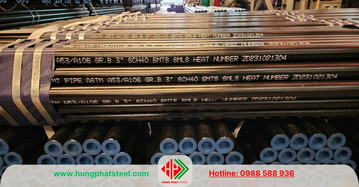 Ống thép đúc tiêu chuẩn ASTM A53-A106 Gr.B SCH40