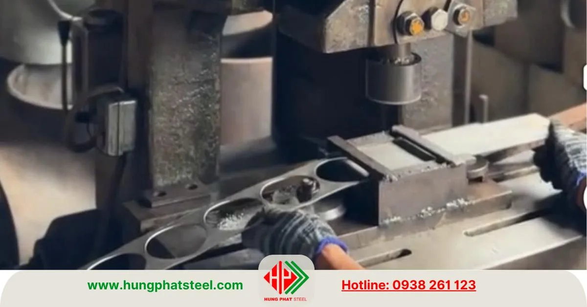 Sản xuất nắp bịt thép cho đầu ống siêu âm tại xưởng Thép Hùng Phát