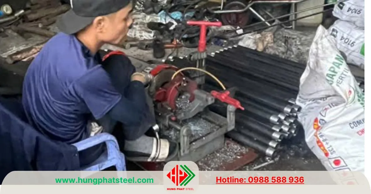 Tạo ren đầu ống thép tại Thép Hùng Phát