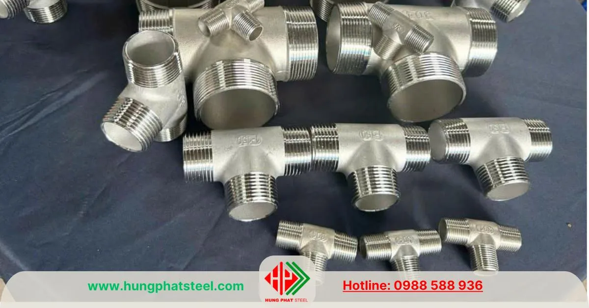 Tê ren inox 3 đầu ren ngoài
