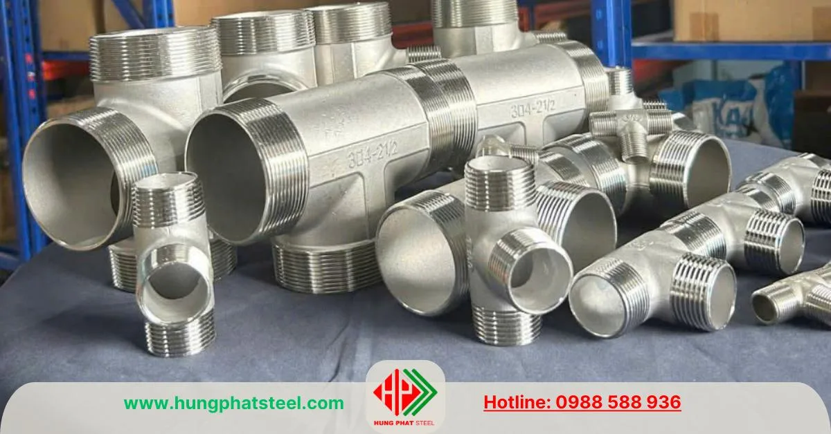 Tê ren inox 3 đầu ren ngoài